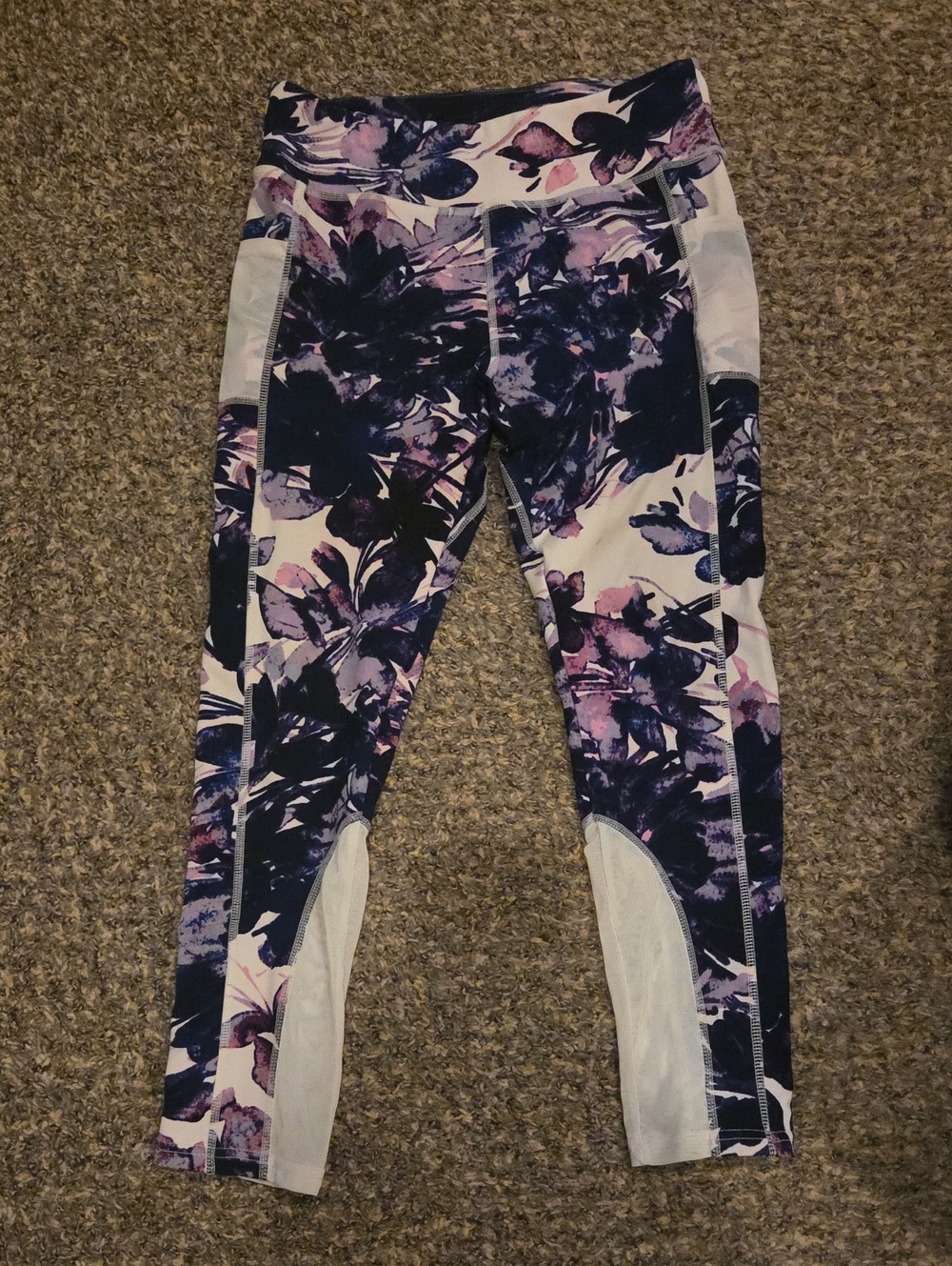 Floral Purple & White Athletic Leggings